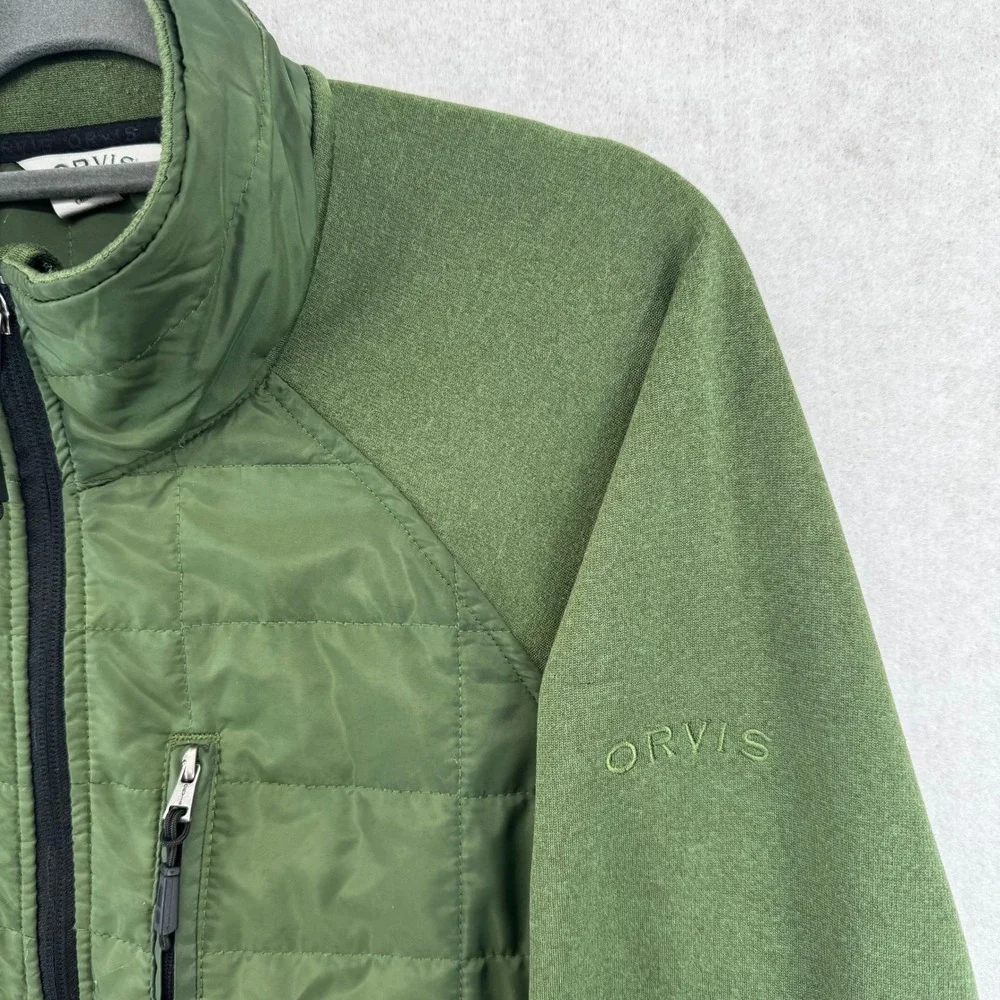 Orvis Classic Collection Mens Large Hybrid Quilted Full Zip Jacket Olive Green - Picture 3 of 7